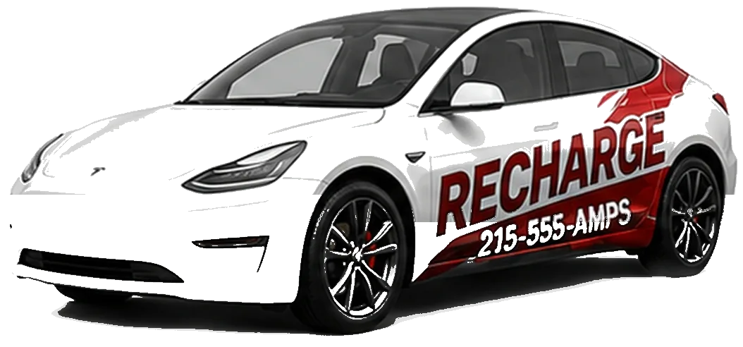 Recharge wrapped Tesla