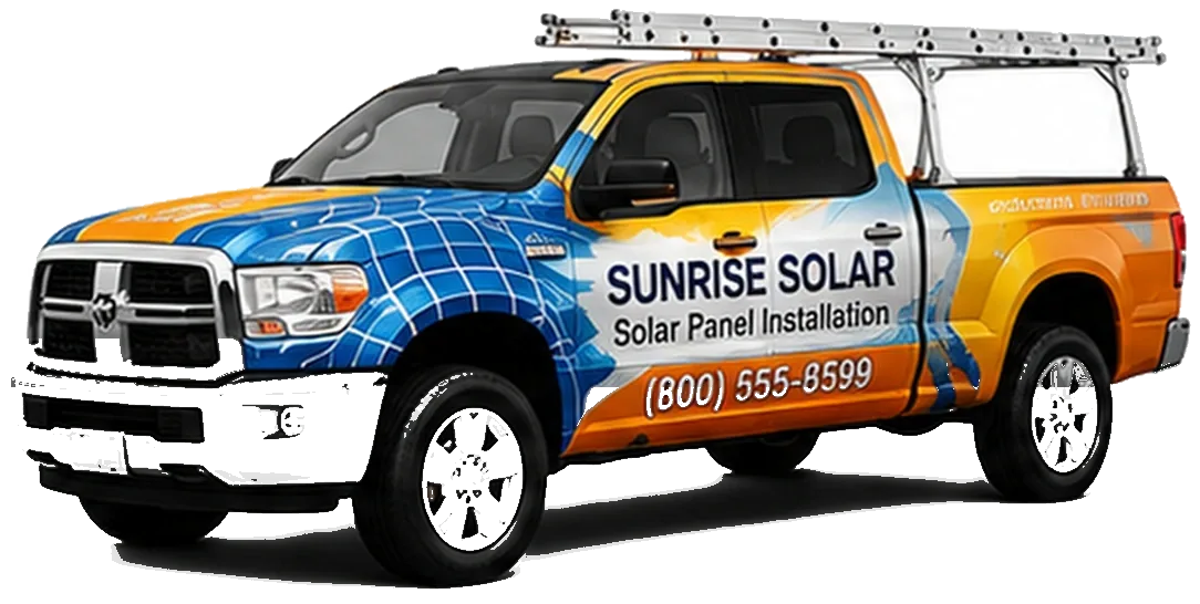Sunrise Solar wrapped pickup